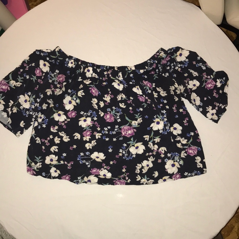 American Apparel Off Shoulder Crop Blouse